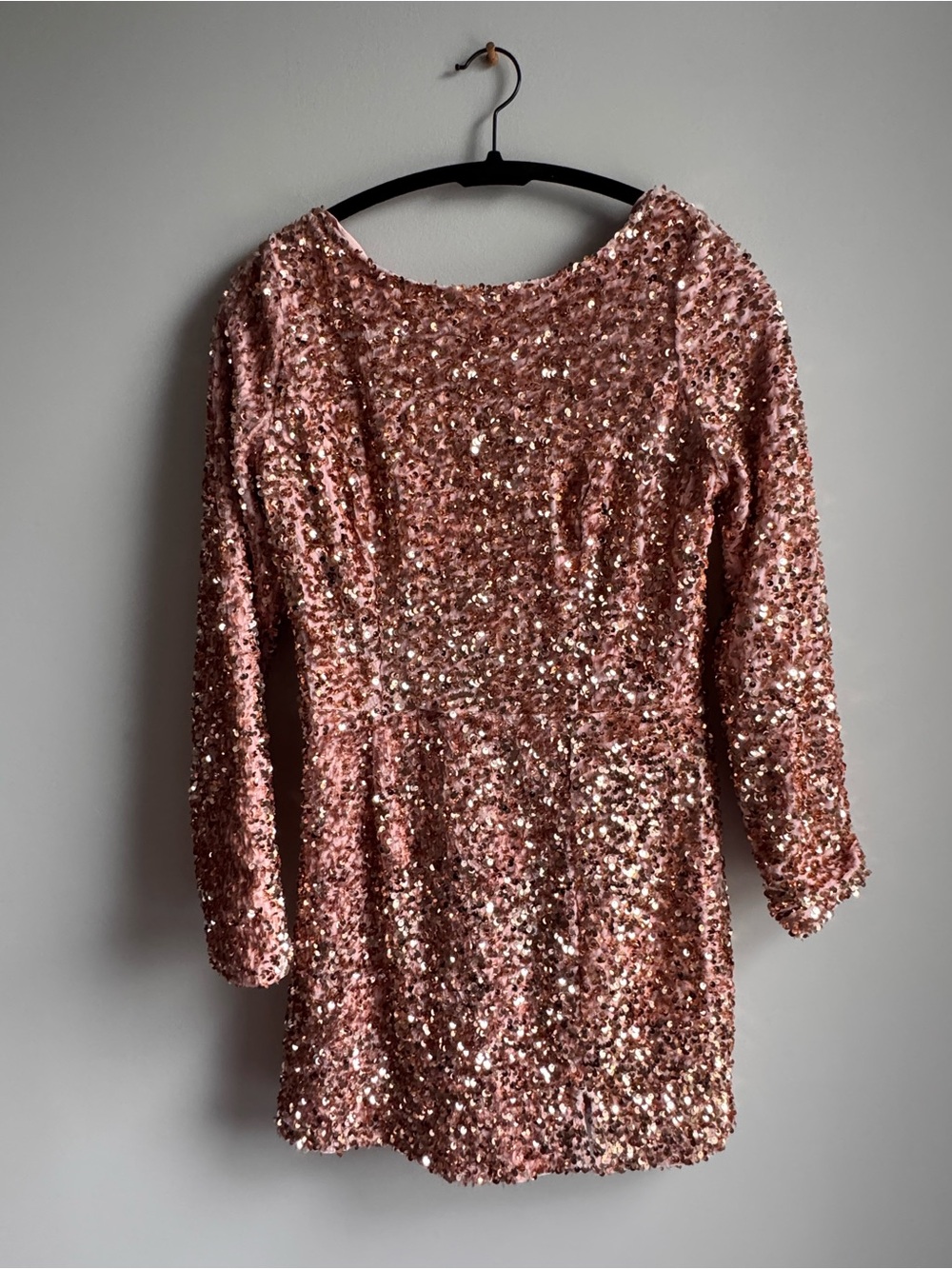 Mable Anthropologie Rose Gold Sequin Long Sleeve Cocktail Dress